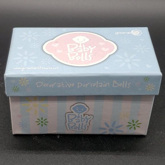 Green Earth Baby Bells Decorative Porcelain White Bunny Hanging Bell Figurine - Picture 2 of 14